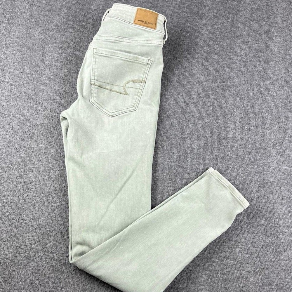 American Eagle Next Level Stretch Skinny Jeans Sage Green Women's 4 Regular